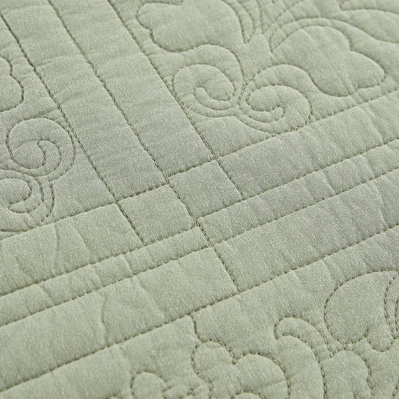 WINLIFE 100% Cotton Quilt Set Full/Queen Sage Green 98x90 Inch Embroidery Floral Coverlets Bedspread Sets Lightweight All Season Bedding Set Quilts with 2 Pillow Shams, Sage Green, Queen - Image 5